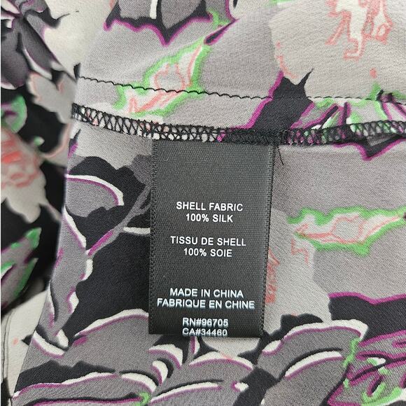Rebecca Taylor Silk Floral Multicolor Eclipse Blouse Top Long Sleeve sz 0 Classy - Picture 5 of 6